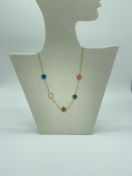 Multicolor Small Clover Necklace